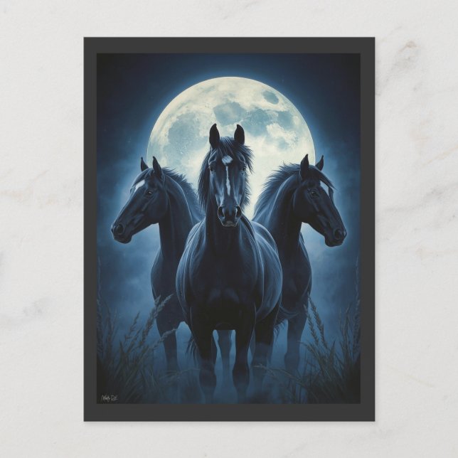 Drei Pferde Mond Postkarte (Vorderseite)