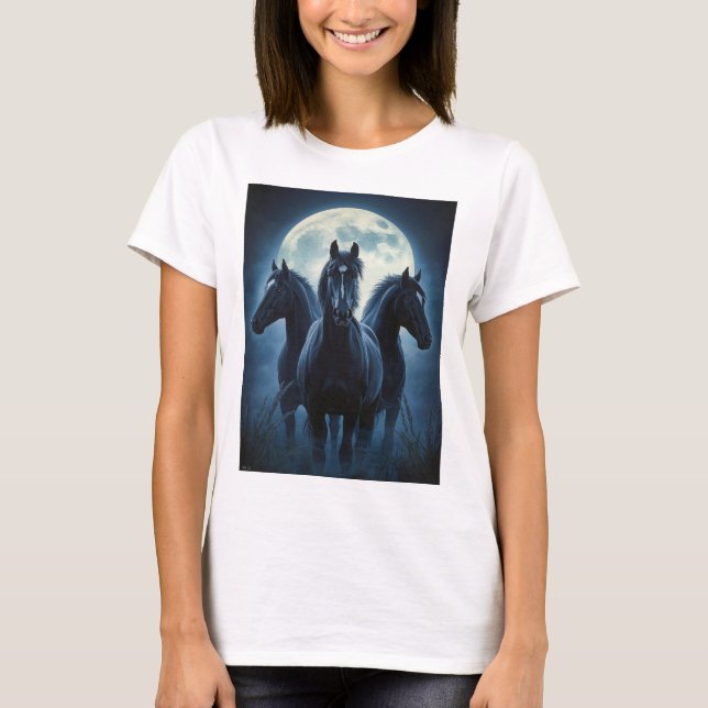 Drei Pferde Mond T-Shirt (Vorderseite)
