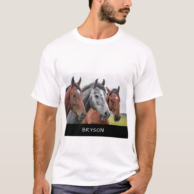 Drei Pferde Personalisiert T-Shirt (Vorderseite)