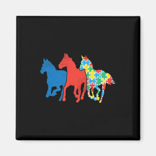 Drei Pferde Puzzle Red Blue Autism Awareness ASL Magnet