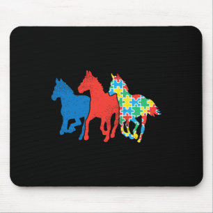 Drei Pferde Puzzle Red Blue Autism Awareness ASL Mousepad