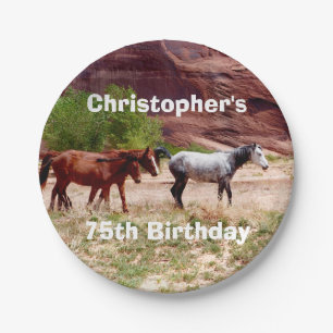 Drei Pferde, Südwesten, 75. Geburtstagsparty Pappteller