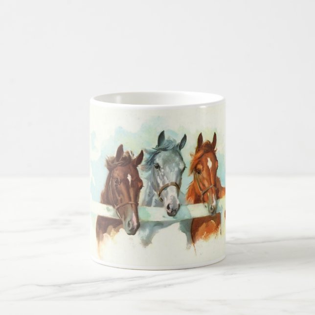 Drei Pferde Tasse Grau, Kastanien und Leber Kastan (Mittel)