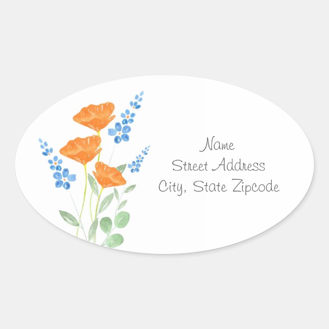 Drei Pfoten Wasserfarben Bouquet Labels Ovaler Aufkleber (Vorderseite)
