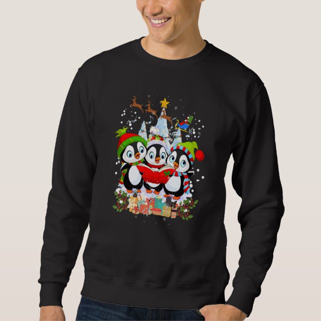 Drei Pinguine singen Weihnachtslieder Sweatshirt (Vorderseite)