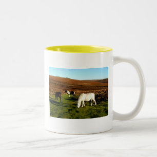 Drei Ponys auf Dartmoor Zweifarbige Tasse