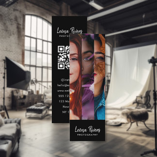 Drei-Portrait QR Code Fotograf Business Card Mini Visitenkarte
