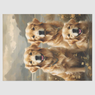 Drei Portrait-Tissue-Papiere für Hunde mit Golden Seidenpapier