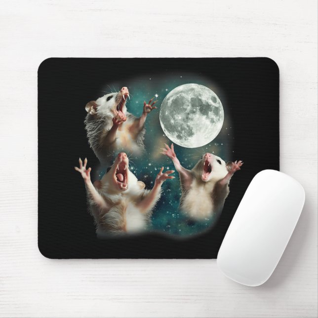 Drei Possum Moon 3Opossum Funny Weird Cureme Mousepad (Mit Mouse)