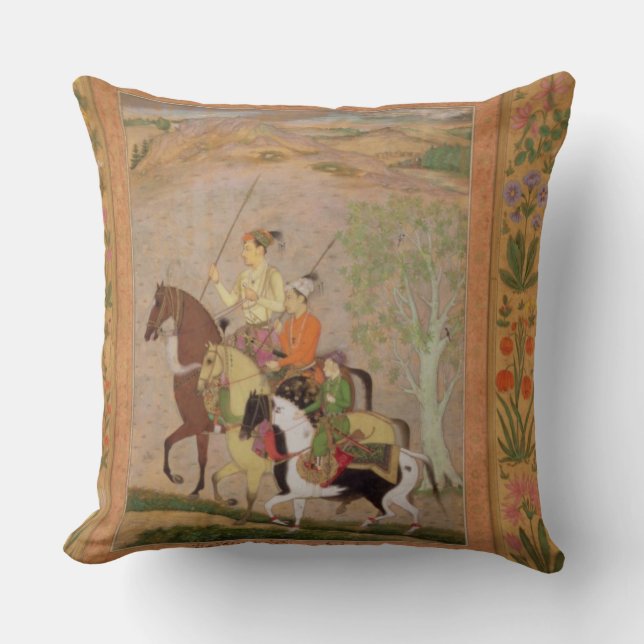 Drei Prinzen Going Hunting, c.1635 (Gouache auf PA Kissen (Vorderseite)