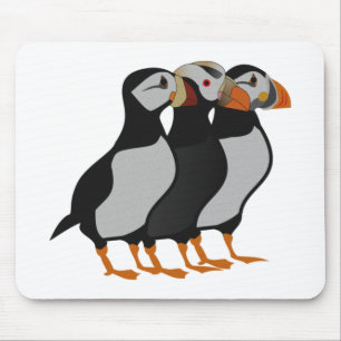 Drei Puffin Stehend Mousepad