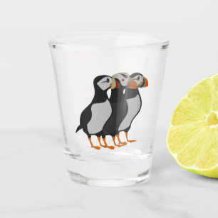 Drei Puffin Stehend Schnapsglas