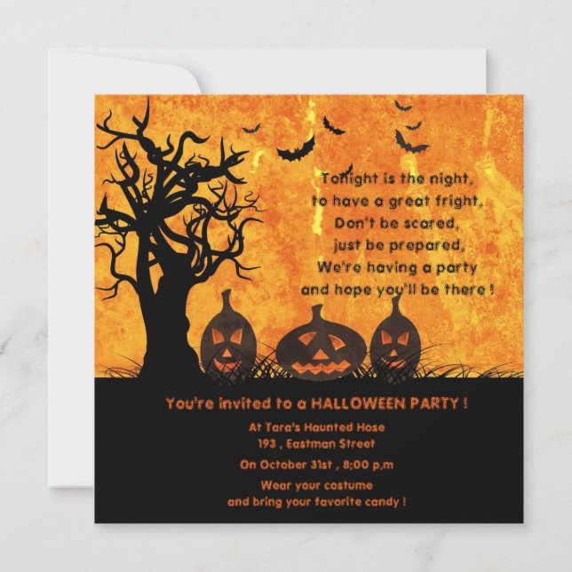 Drei Pumpkins - Einladungen zum Halloween-Party (Vorderseite)
