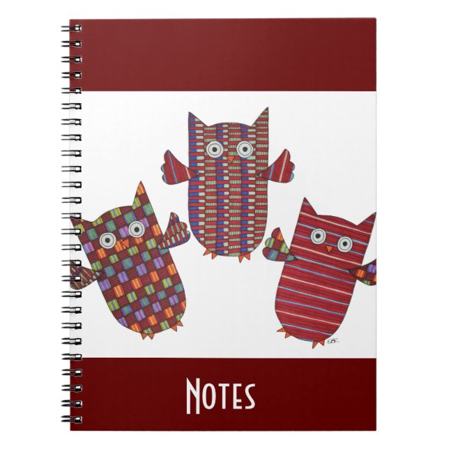 Drei Red Owls Notebook Notizblock (Vorderseite)
