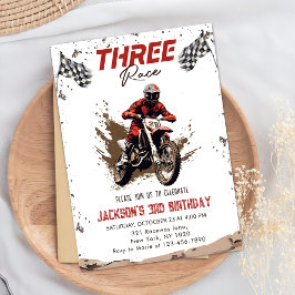 Drei Rennen Dirt Bike Adventure 3. Geburtstag Part Einladung