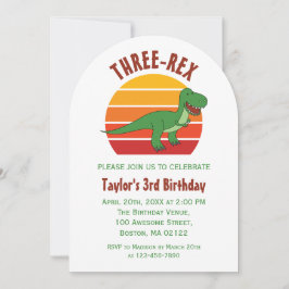 Drei Rex Dinosaur Fun Gender Neutral 3. Geburtstag Einladung