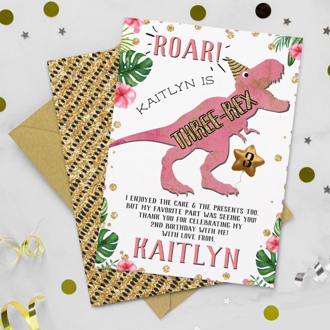 Drei-Rex Dinosaurier 3. Geburtstag Danke-Karte Dankeskarte (Von Creator hochgeladen)
