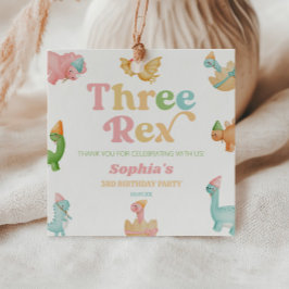 Drei Rex Dinosaurier 3. Geburtstagspartei Geschenkanhänger