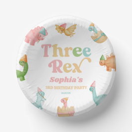 Drei Rex Dinosaurier 3. Geburtstagspartei Pappteller