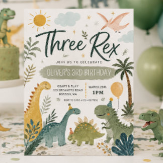 Drei Rex-Jungs Dinosaurier-Geburtstags-Einladung Einladung