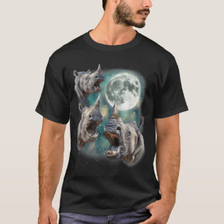 Drei Rhino Moon 3 Heulende Nashörner Safari-Tier T-Shirt