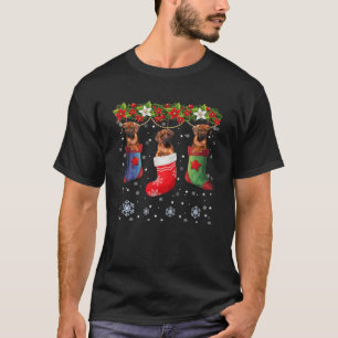 Drei Rhodesian Ridgeback Hund in Sock Christmas Sa T-Shirt