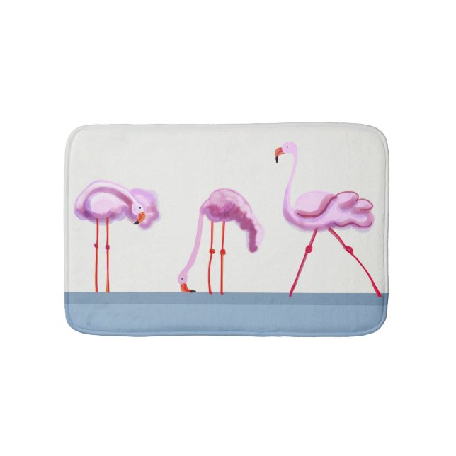 Drei rosa Flamingos Badematte (Vorderseite)