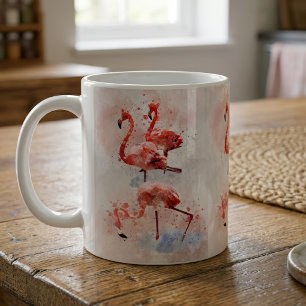 Drei rosa Flamingos im Wasserfarben-Kunstprint Kaffeetasse