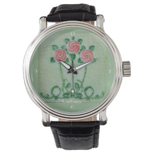 Drei rosa Roses Thunder_Cove Armbanduhr