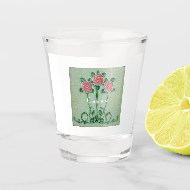 Drei rosa Roses Thunder_Cove Schnapsglas (Vorderseite)