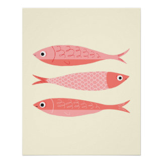 Drei rosa Sardinen Poster