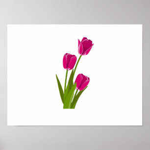 Drei rosa Tulpen drehen sich nach rechts Poster