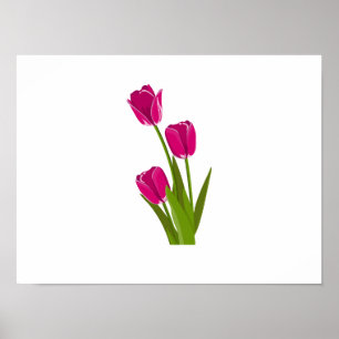 Drei rosafarbene Tulpen, die sich in Richtung Verl Poster