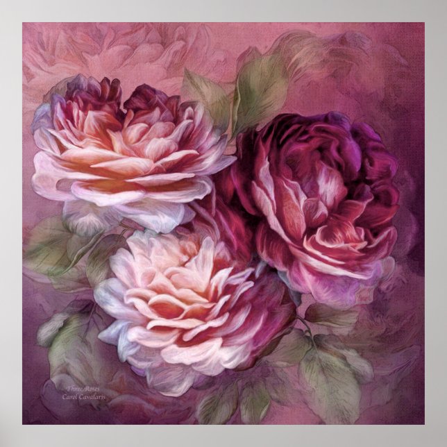 Drei Rose - Burgund - Fine Art Poster/Print Poster (Vorne)
