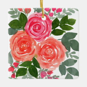 DREI ROSE KERAMIKORNAMENT