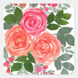DREI ROSE QUADRATISCHER AUFKLEBER