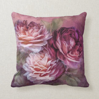 Drei Rosen - Burgunder - Designer-Kunst-Kissen Kissen