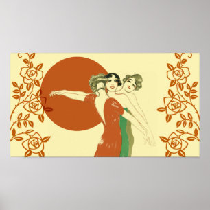 DREI ROSEN, Kunst-Deko-Damen: SOMMER-SONNENSCHEIN Poster