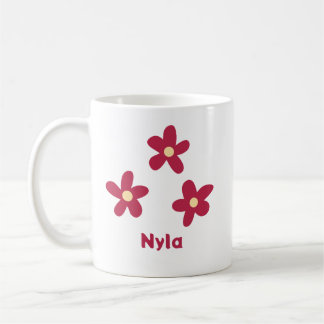 Drei rote Blumen-Doodles mit Namen oder anderem Te Kaffeetasse