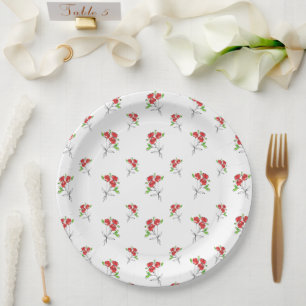 Drei Rote Rosen Bouquet Teller aus Party