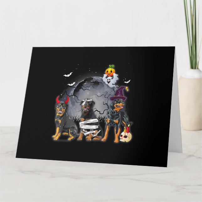 Drei Rottweiler Satan-Hexan-Mummy-Halloween-Kosten Karte (Vorderseite)