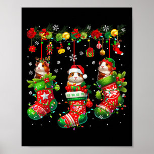 Drei Santa Reindeer Elf Guinea Gs in Weihnachtssoc Poster