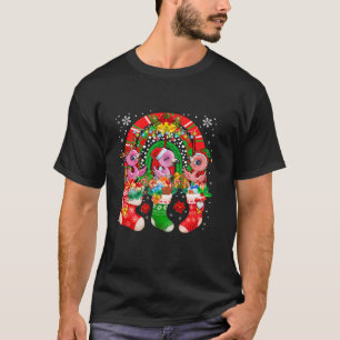 Drei Santa-Rentiere-Elfen-Flamingos in Xmas-Socken T-Shirt