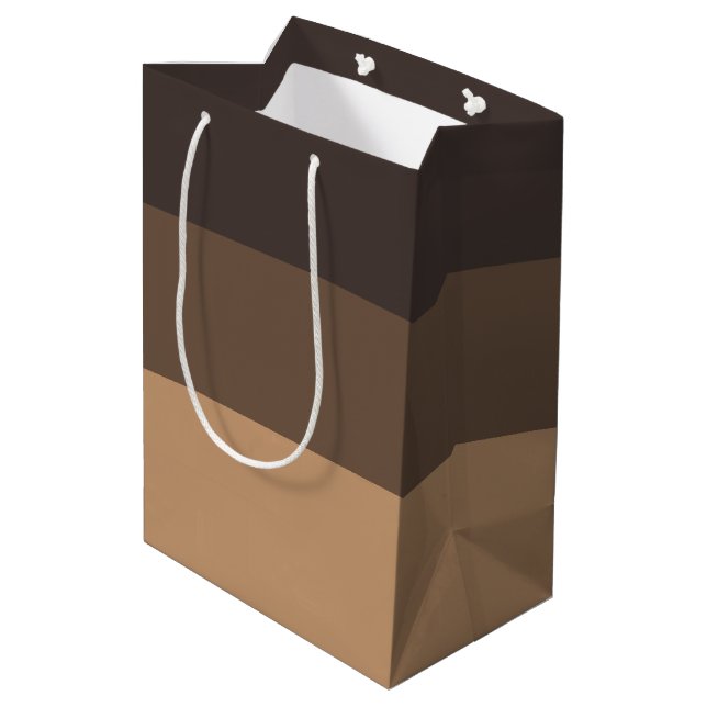 Drei Schattierungen des braunen Kaffees Mittlere Geschenktüte (Rückseite Schrägansicht)