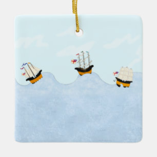 Drei Schiffe auf dem Rollsee Keramikornament