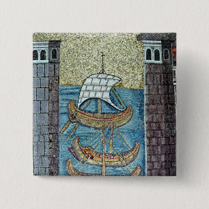 Drei Schiffe, die den Hafen von Ravenna kommen Button