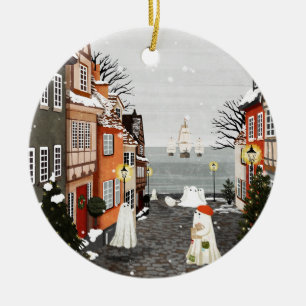 Drei Schiffe Keramik Ornament