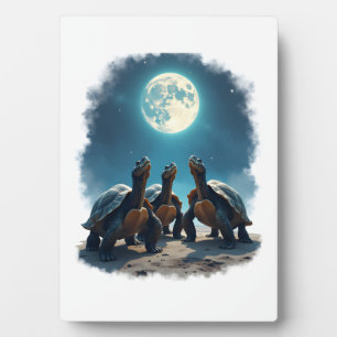 Drei Schildkröten heulen am Mond-Wildlife-Berg Tur Fotoplatte