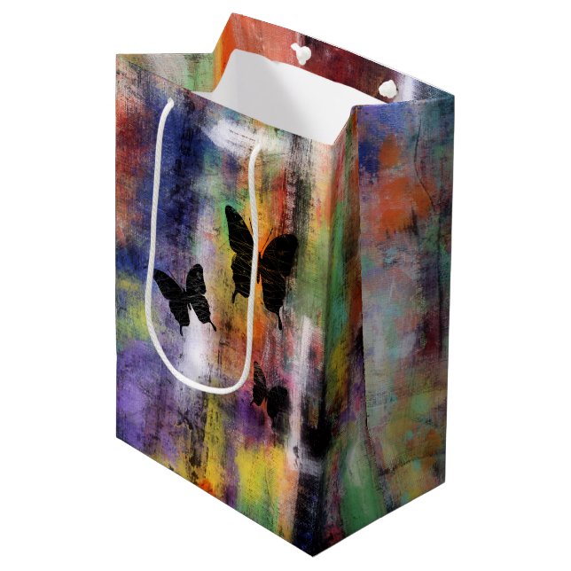 Drei Schmetterlinge Mittlere Geschenktüte (Vorderseite Schrägansicht)