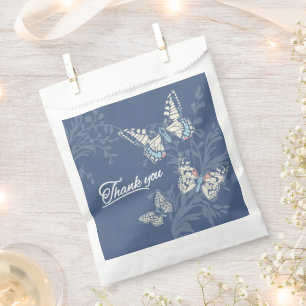 Drei Schmetterlinge zeichnend blau Danke Hochzeit Geschenktütchen